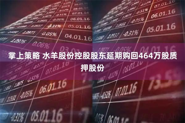掌上策略 水羊股份控股股东延期购回464万股质押股份